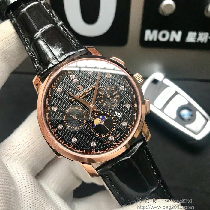 江詩丹頓 Vacheron Constantin 新款 高檔男士腕表 9100多功能機芯 超強防水 原裝蝴蝶扣  wssb3519